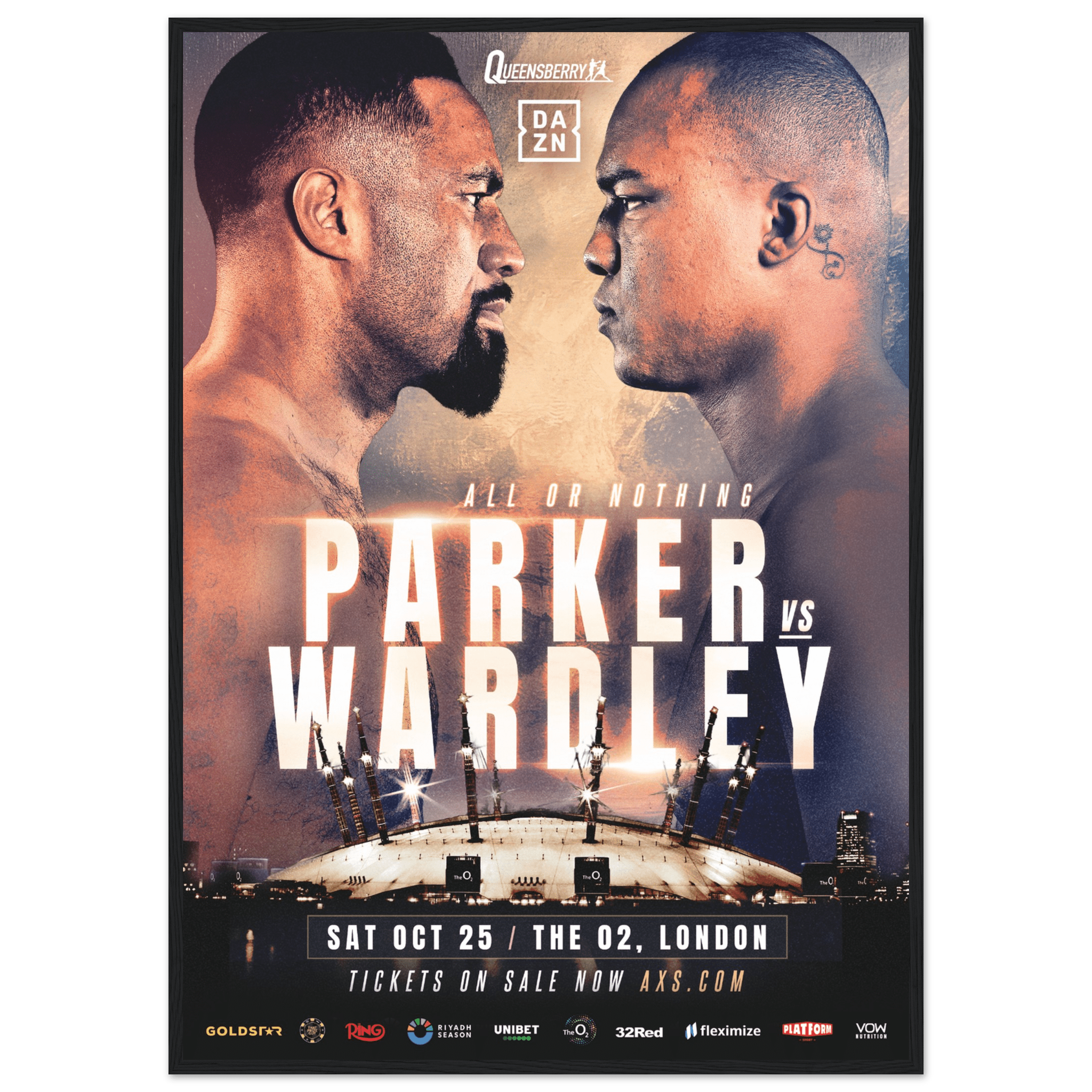 Joseph Parker vs Fabio Wardley - Framed Fight Night Official Poster - Queensberry