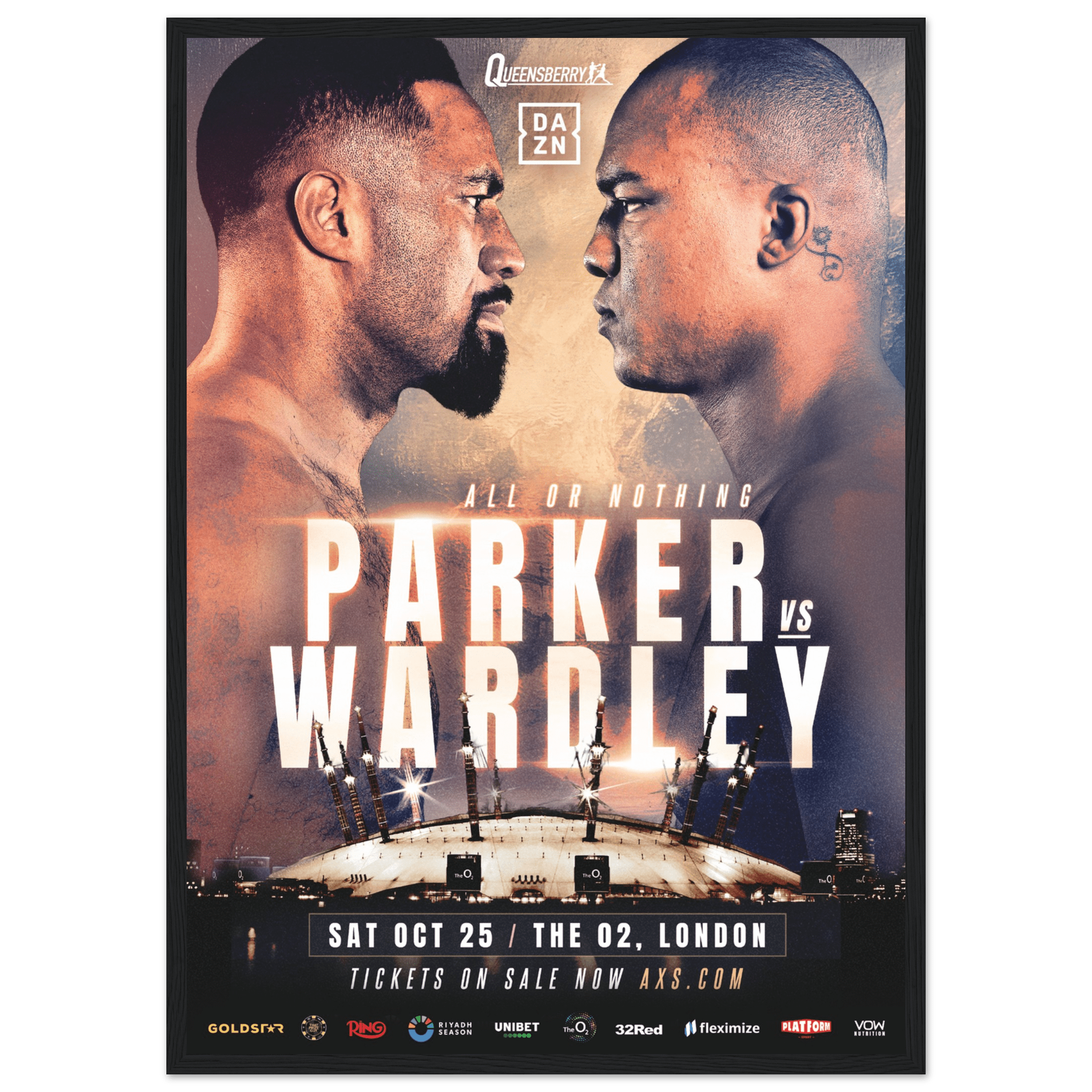 Joseph Parker vs Fabio Wardley - Framed Fight Night Official Poster - Queensberry