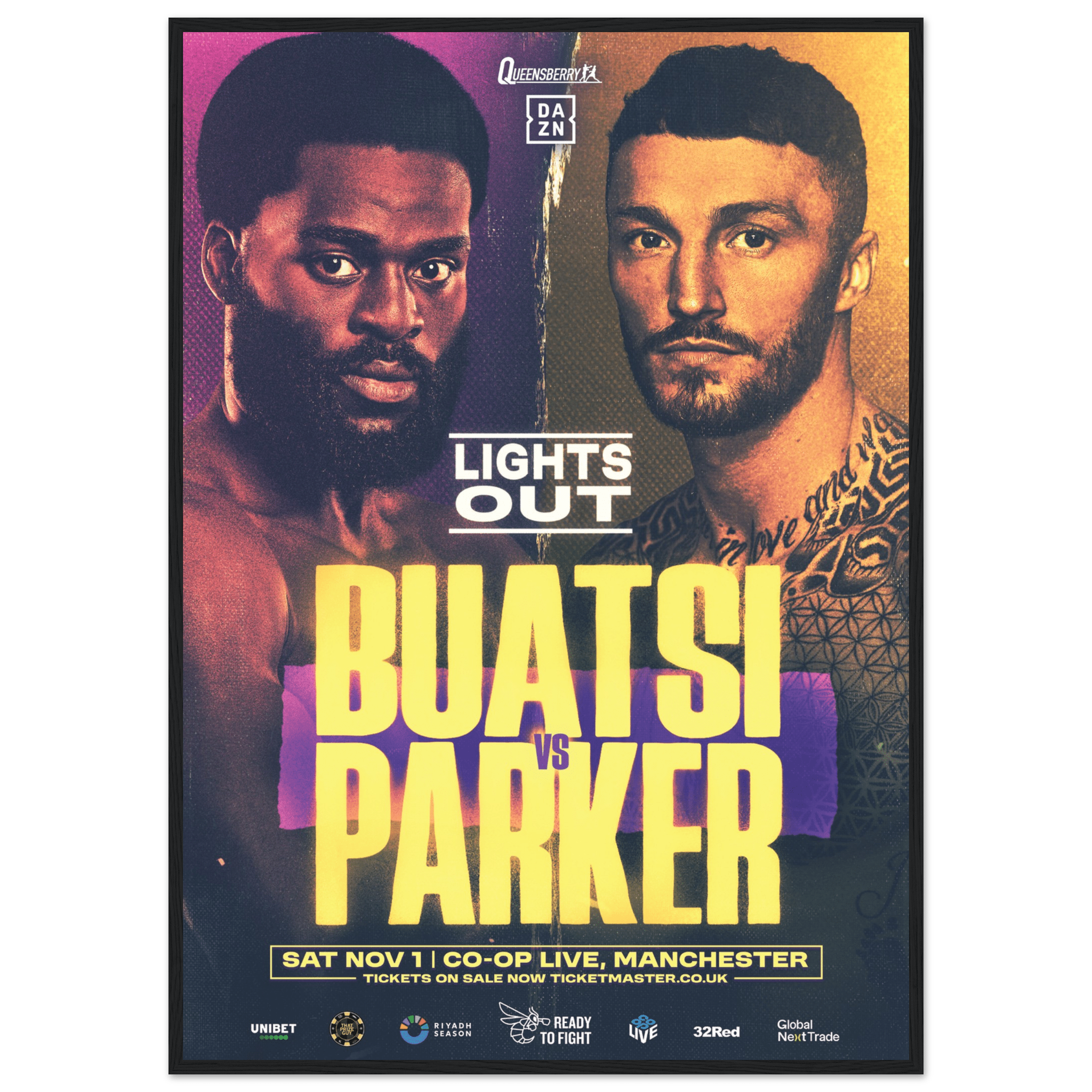 Joshua Buatsi vs Zach Parker - Framed Fight Night Official Poster - Queensberry