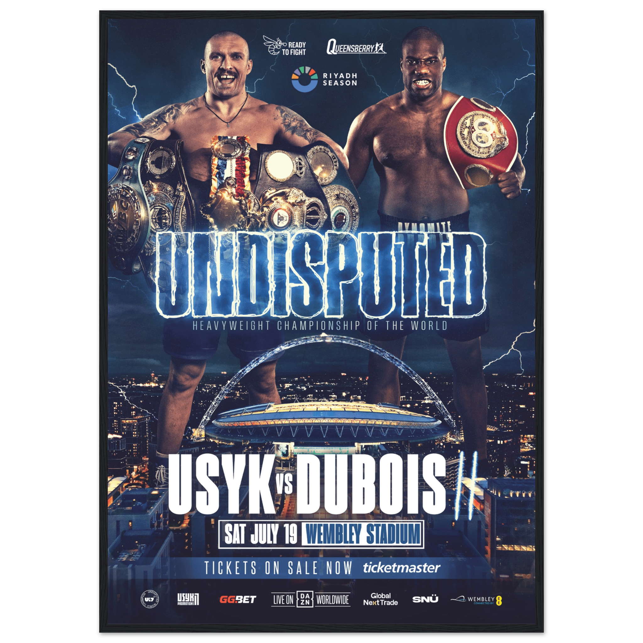 Oleksandr Usyk vs Daniel Dubois II - Framed Fight Night Official Poster - Queensberry