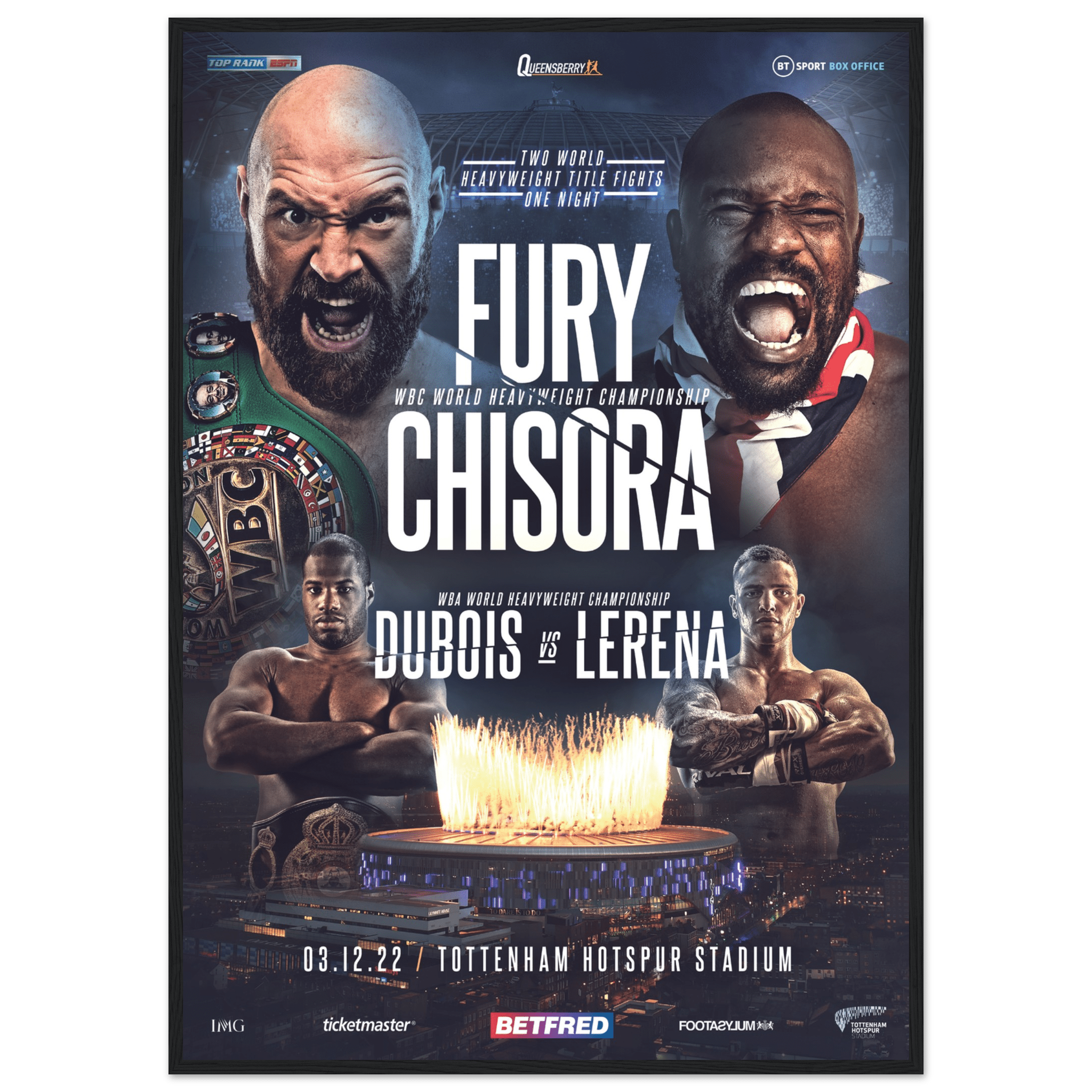 Tyson Fury vs Derek Chisora - Framed Fight Night Official Poster - Queensberry