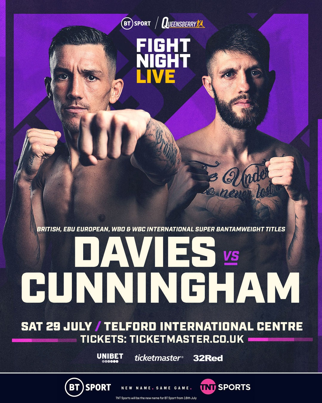 Davies Vs Cunningham Set For 29 July Telford Clash