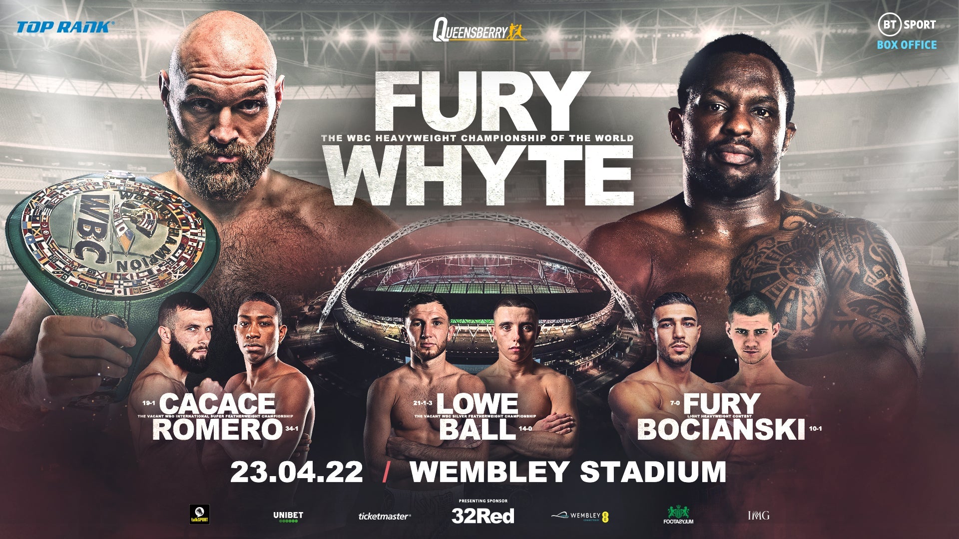 Fury-Whyte Undercard Revealed As Capacity Increase Confirmed For Wembley Stadium Super Fight - Queensberry