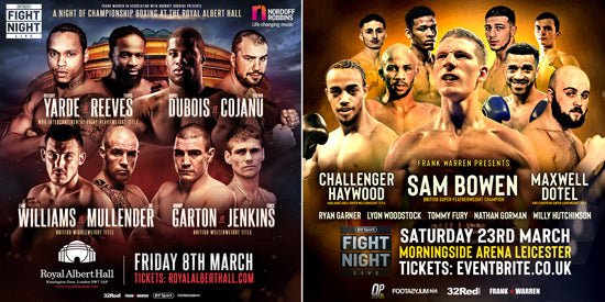 Leicester Show Rescheduled For 23Rd March/Adams Ruled Out Of World Title Fight/Yarde Vs Reeves Replaces Adams Contest At Royal Albert Hall - Queensberry
