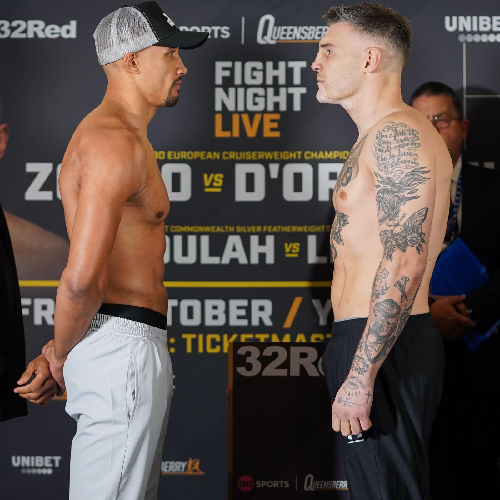 Zorro Vs D'Ortenzi Weigh-In Results - Queensberry