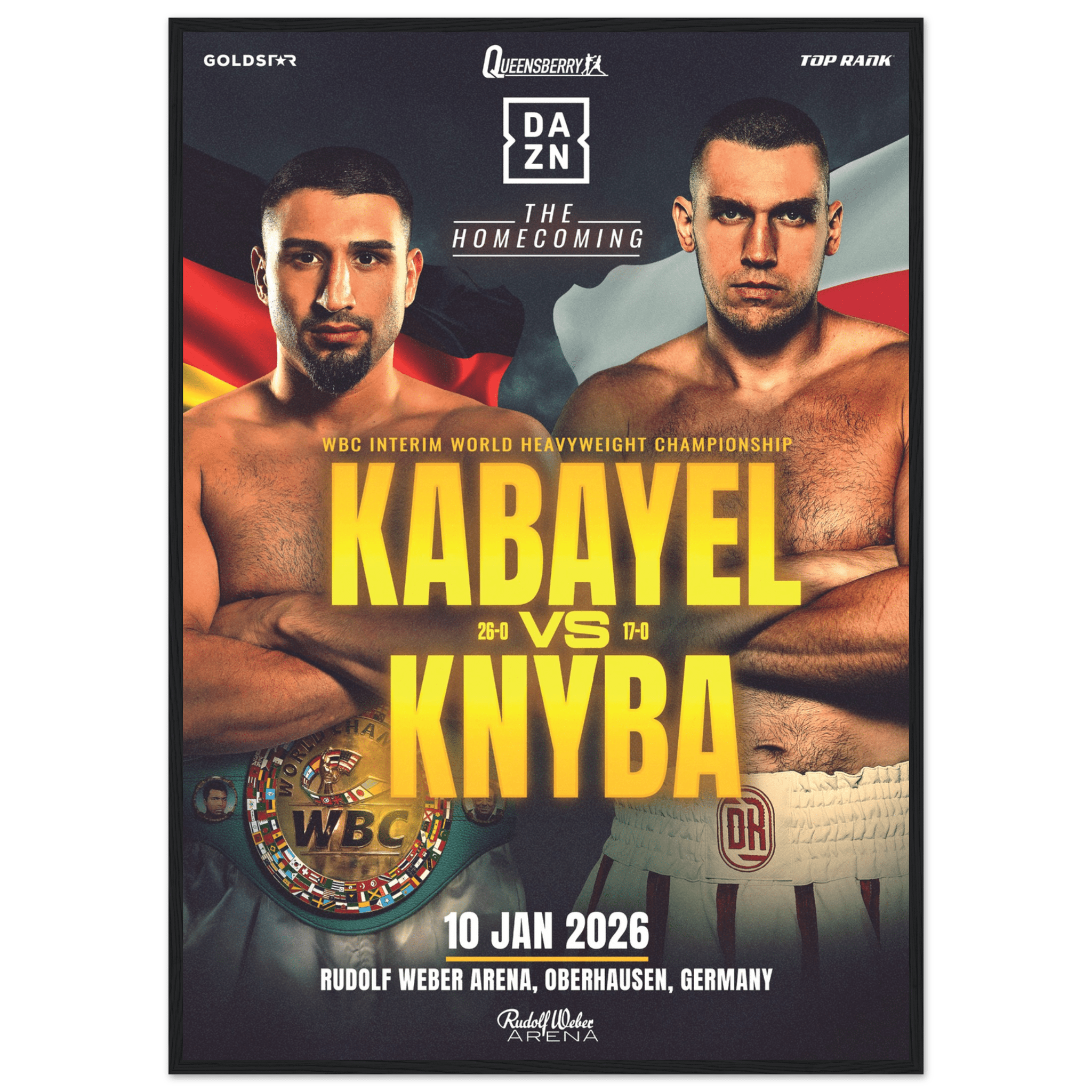 Abit Kabayel vs Damian Knyba - Framed Fight Night Official Poster - Queensberry