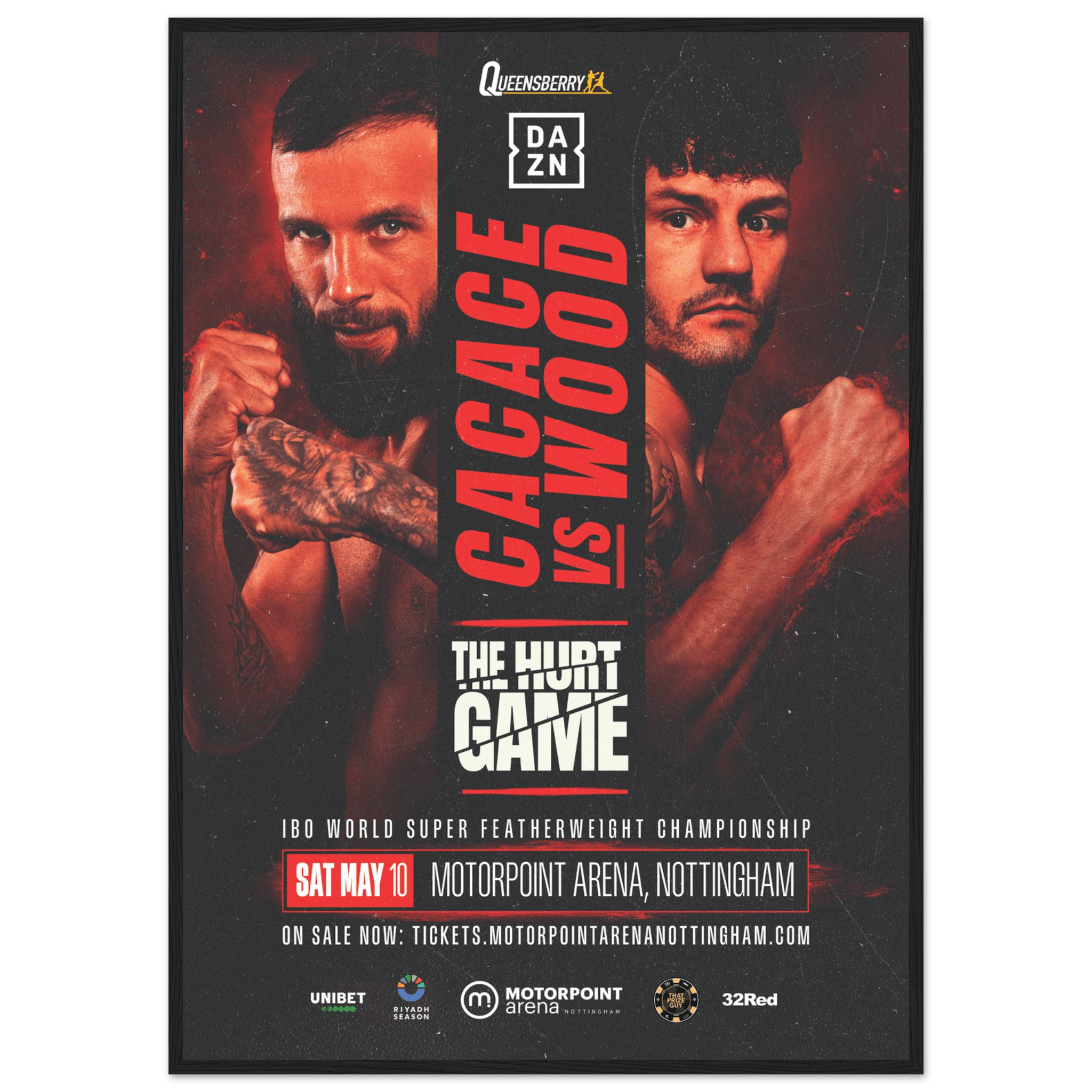 Anthony Cacace vs Leigh Wood - Framed Fight Night Official Poster - Queensberry