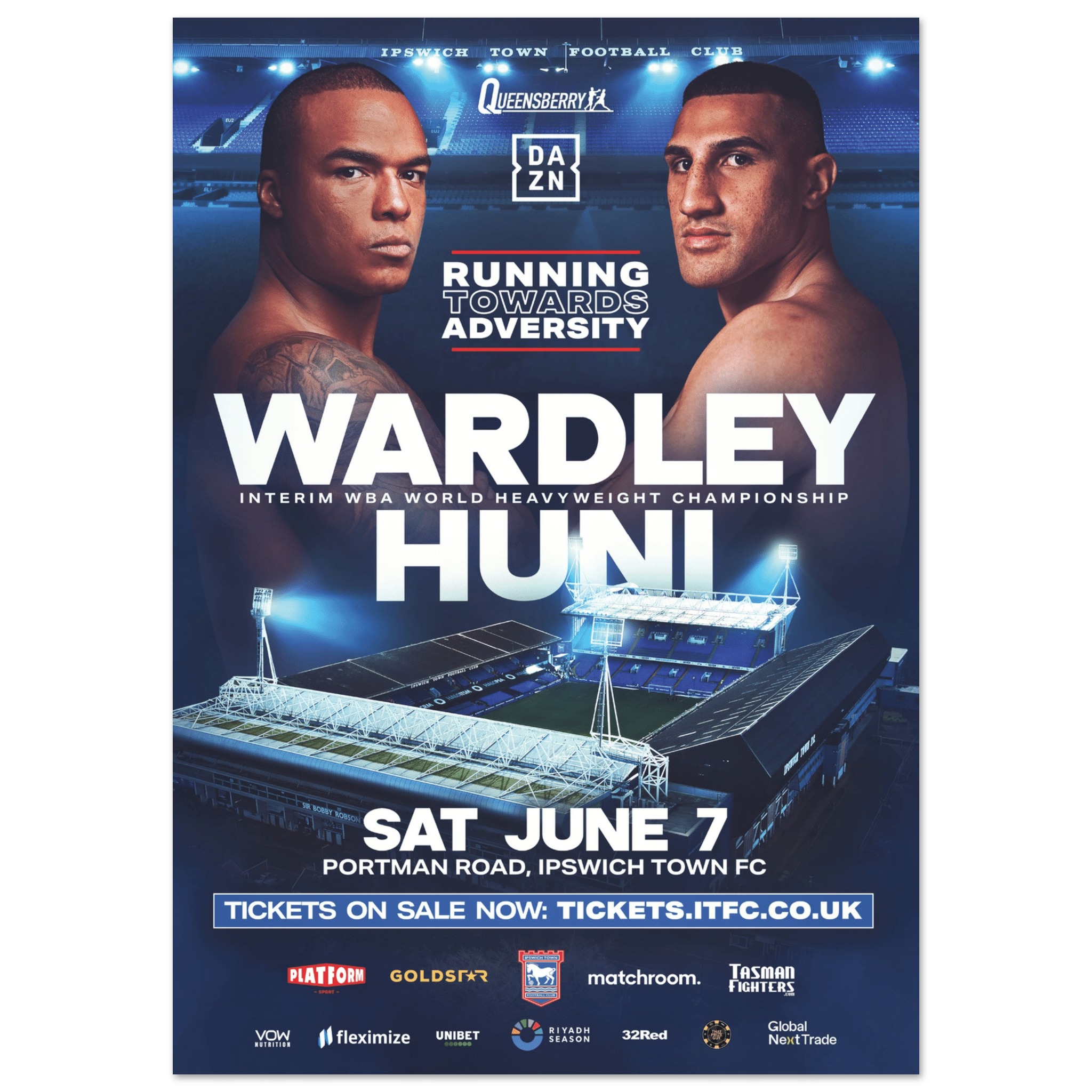 Fabio Wardley vs Justis Huni - Fight Night Official Poster - Queensberry