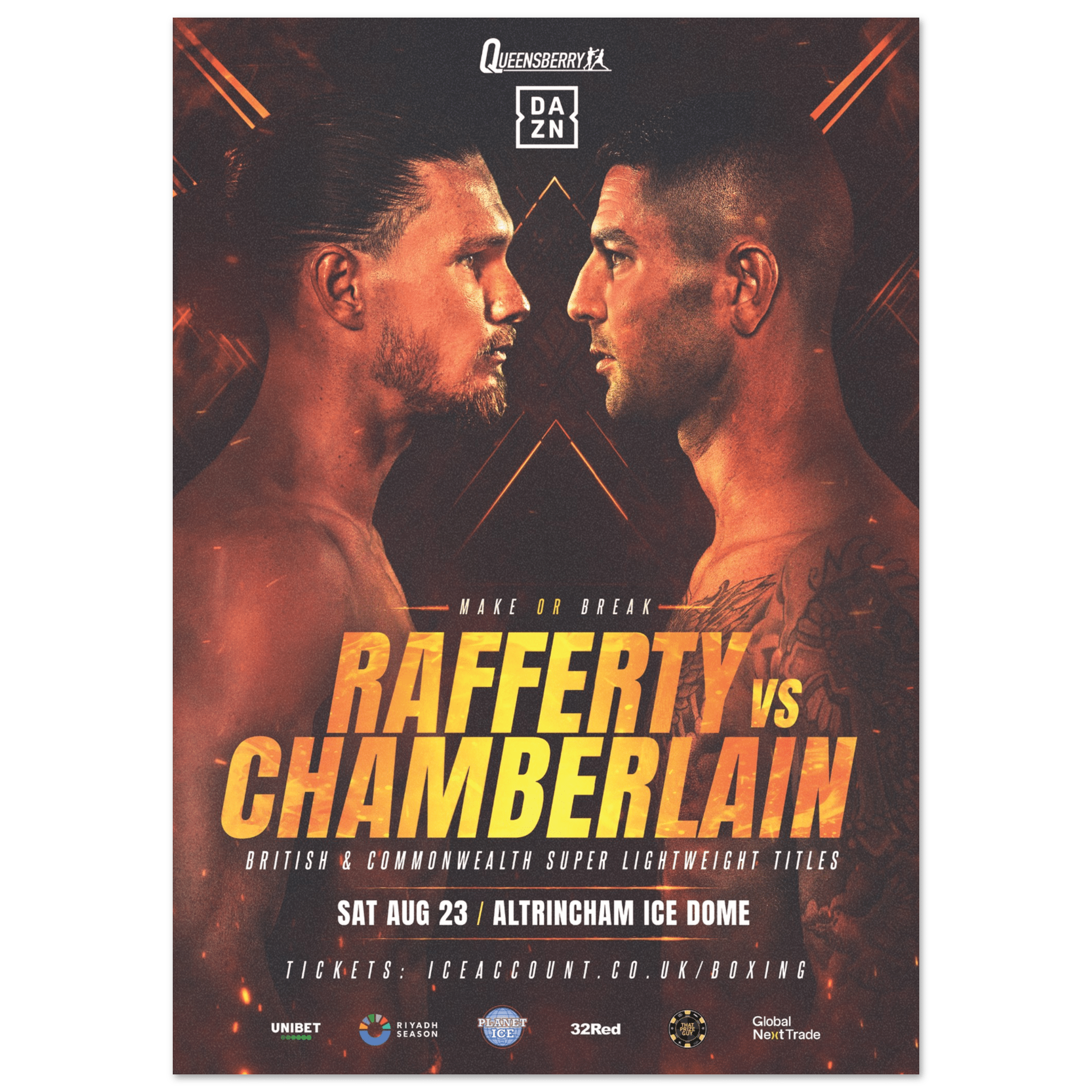Jack Rafferty vs Mark Chamberlain - Fight Night Official Poster - Queensberry