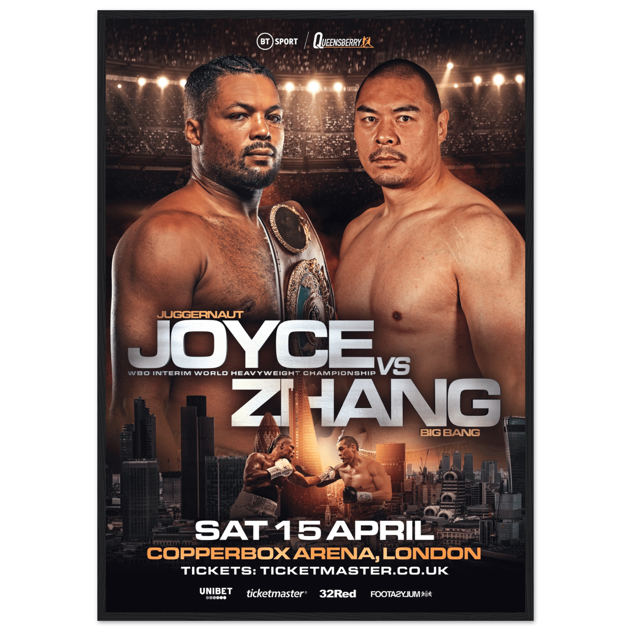 Joe Joyce vs Zhilei Zhang - Framed Fight Night Official Poster - Queensberry