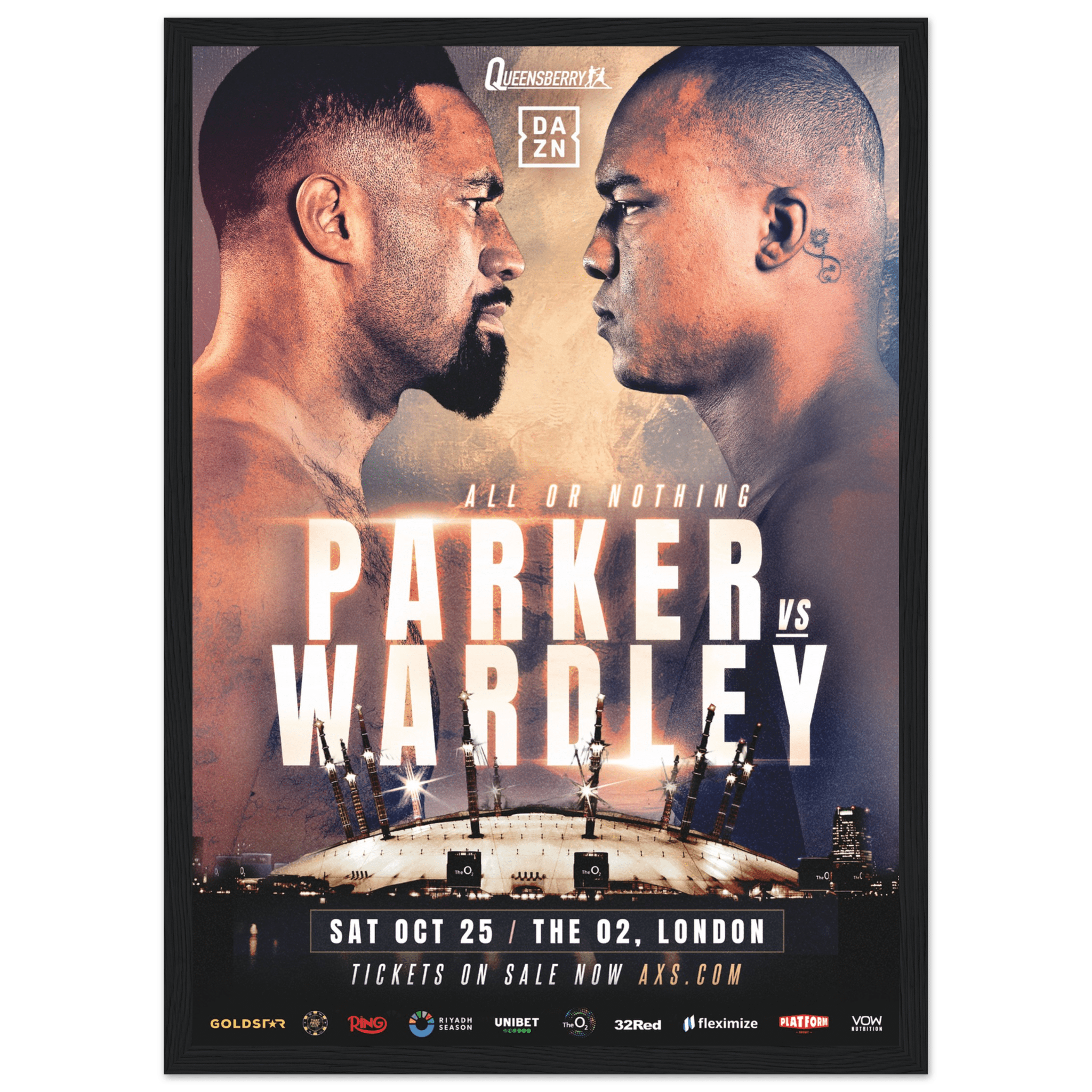 Joseph Parker vs Fabio Wardley - Framed Fight Night Official Poster - Queensberry