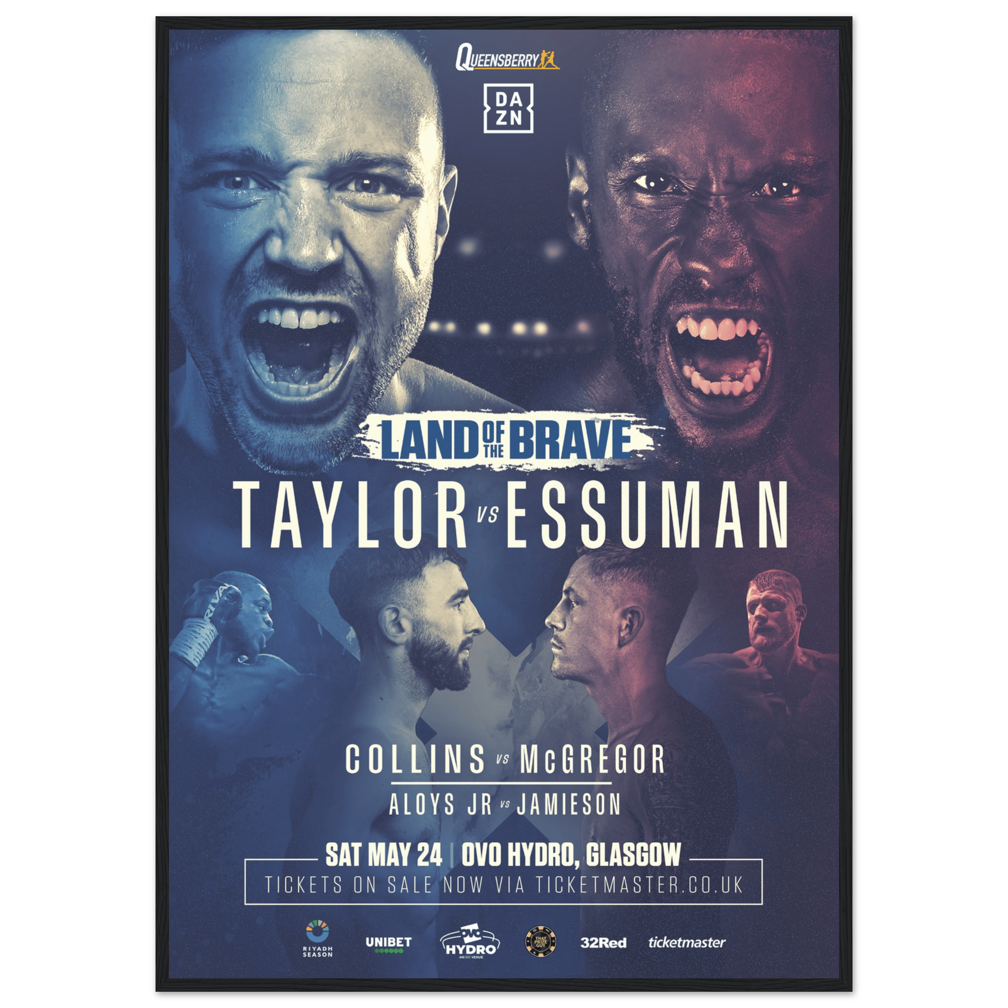 Josh Taylor vs Ekow Essuman - Framed Fight Night Official Poster - Queensberry