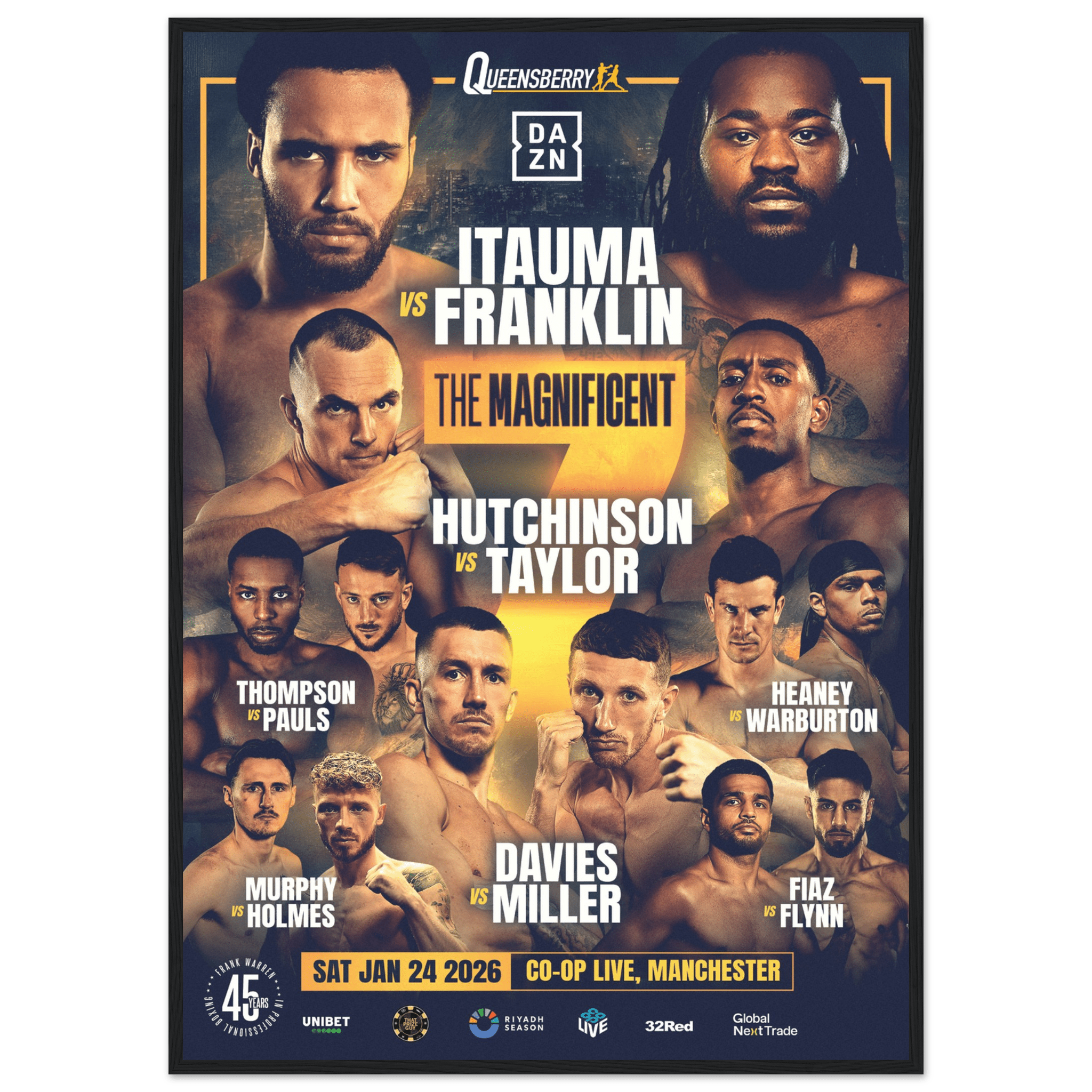 Moses Itauma vs Jermaine Franklin Jr - Framed Fight Night Official Poster - Queensberry