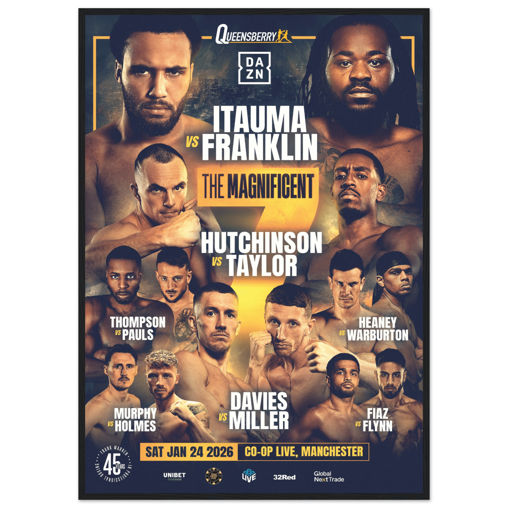 Moses Itauma vs Jermaine Franklin Jr - Framed Fight Night Official Poster - Queensberry