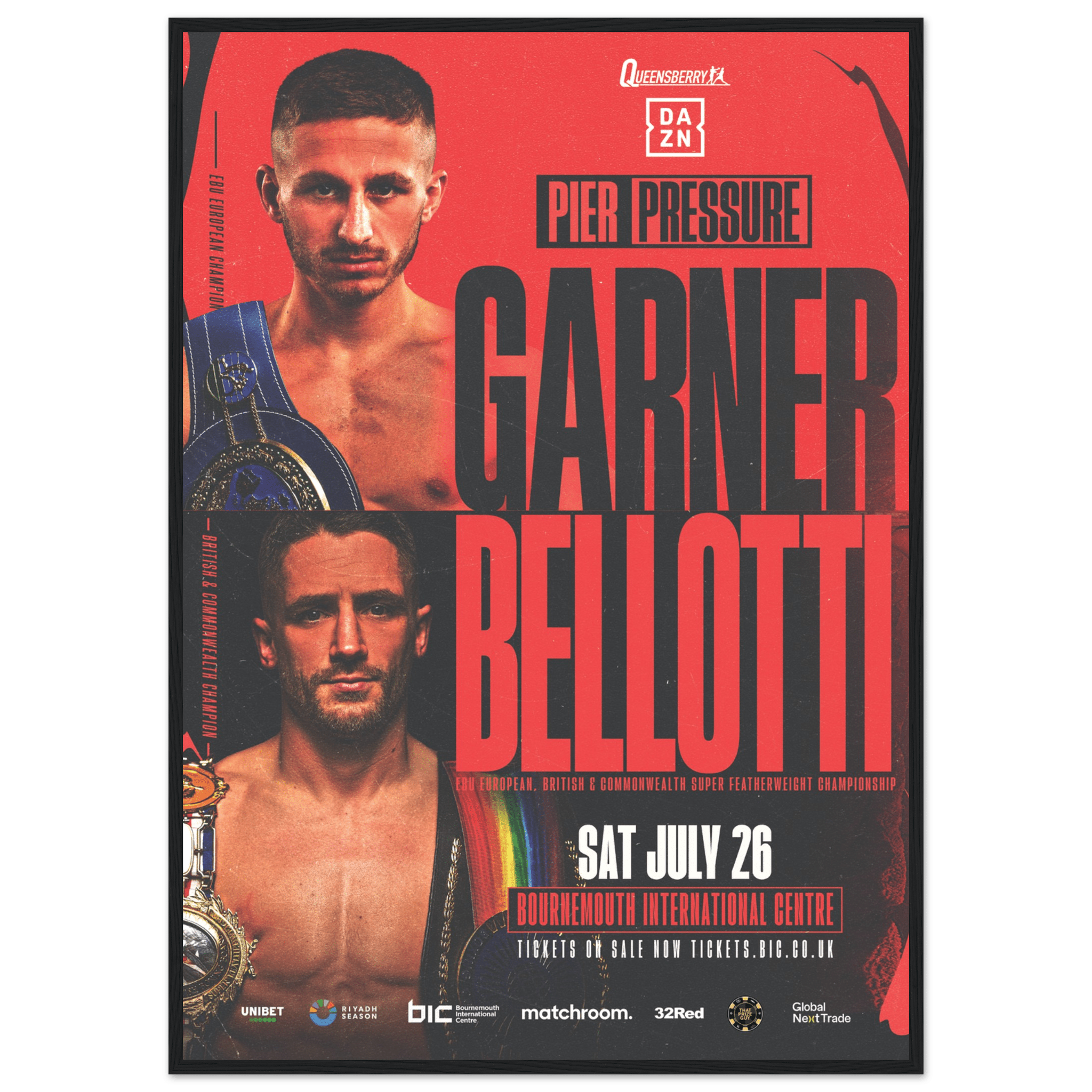 Ryan Garner vs Reece Bellotti - Framed Fight Night Official Poster - Queensberry