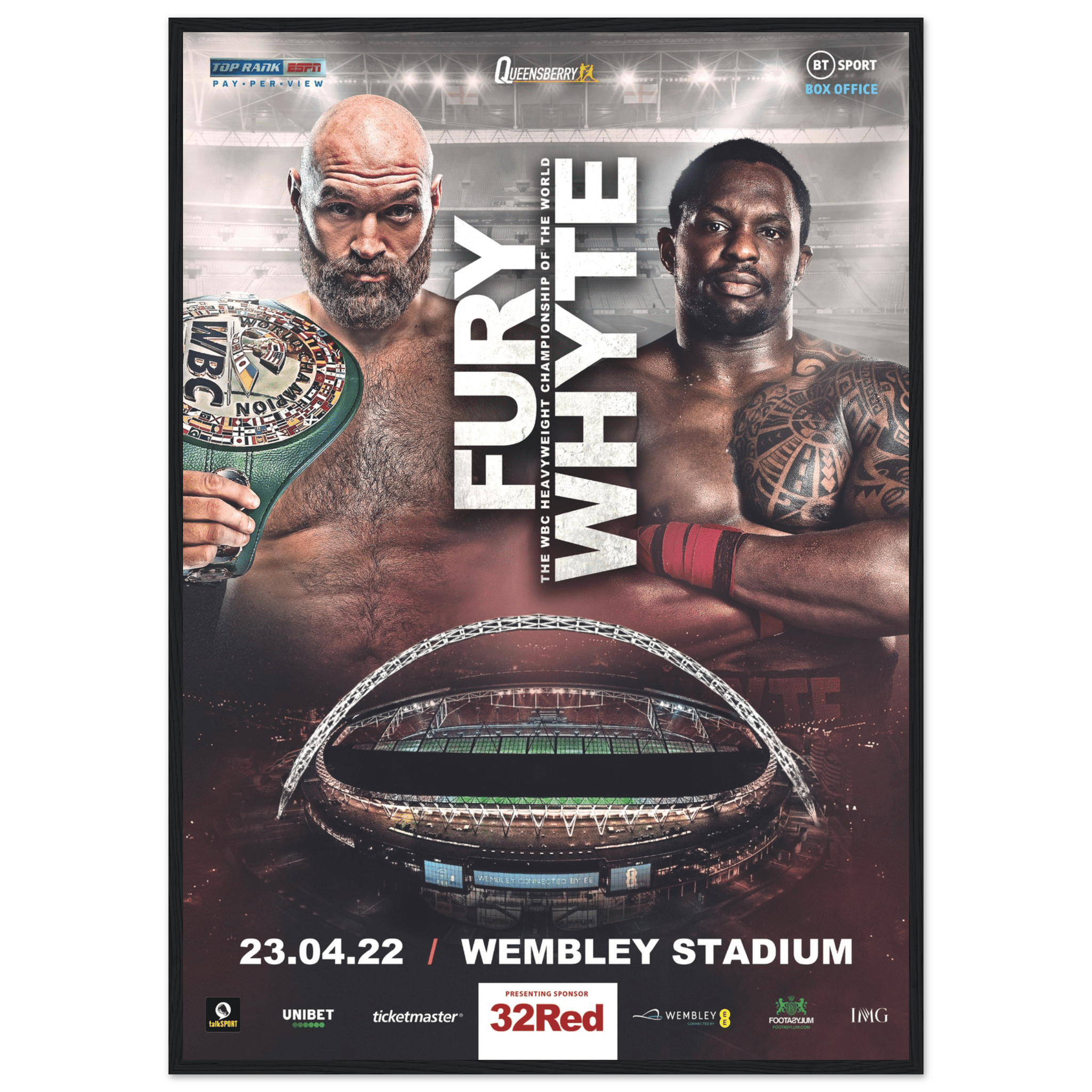 Tyson Fury vs Dillian Whyte - Framed Fight Night Official Poster - Queensberry